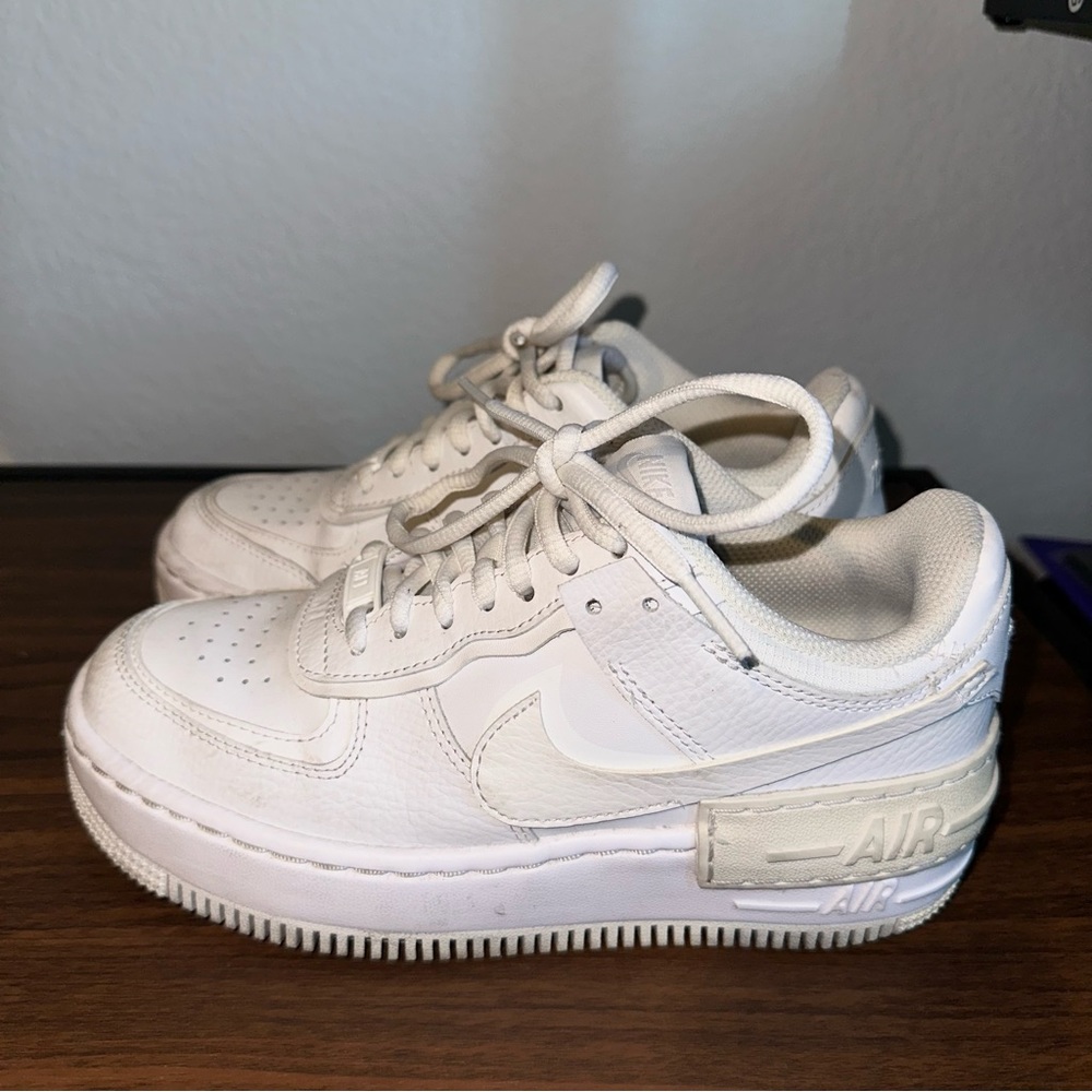 White Nike Air Force 1s Shadows